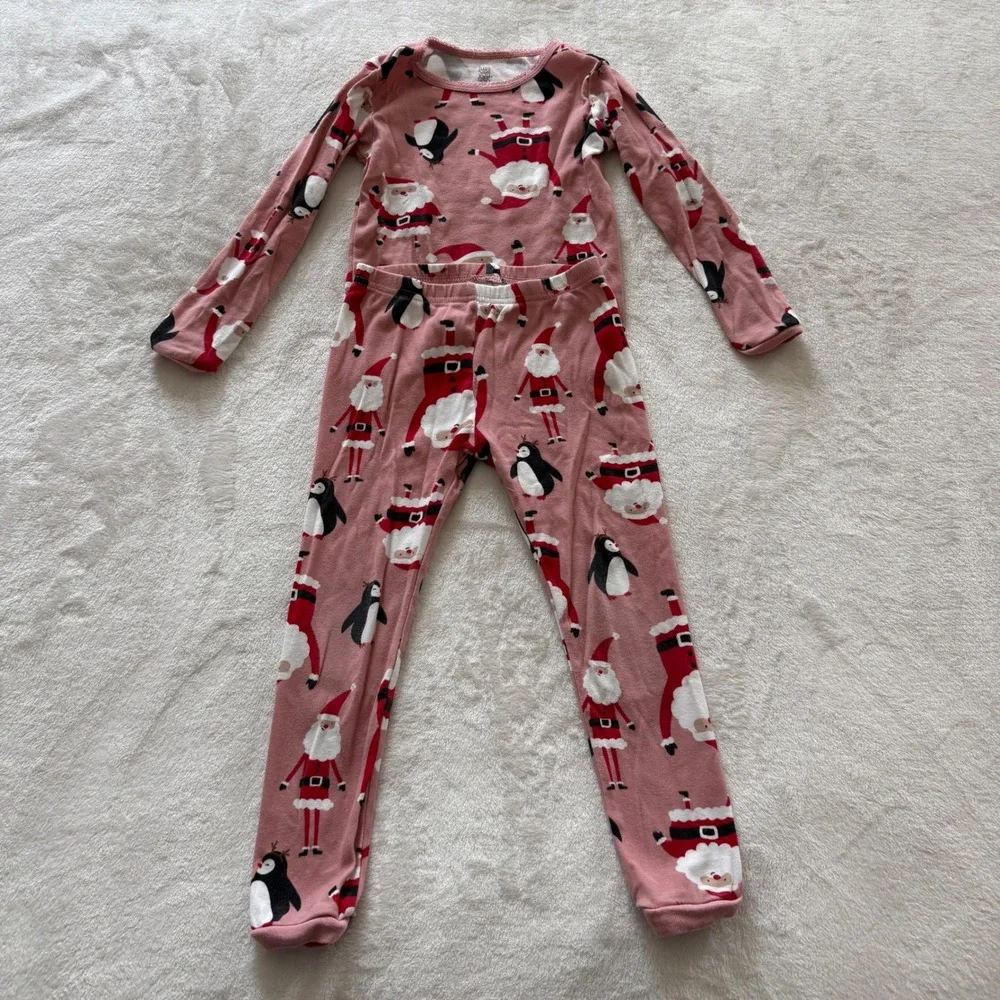 Kids Holiday Pajamas Set Christmas Santa Penguin‎ Trees Size 5T